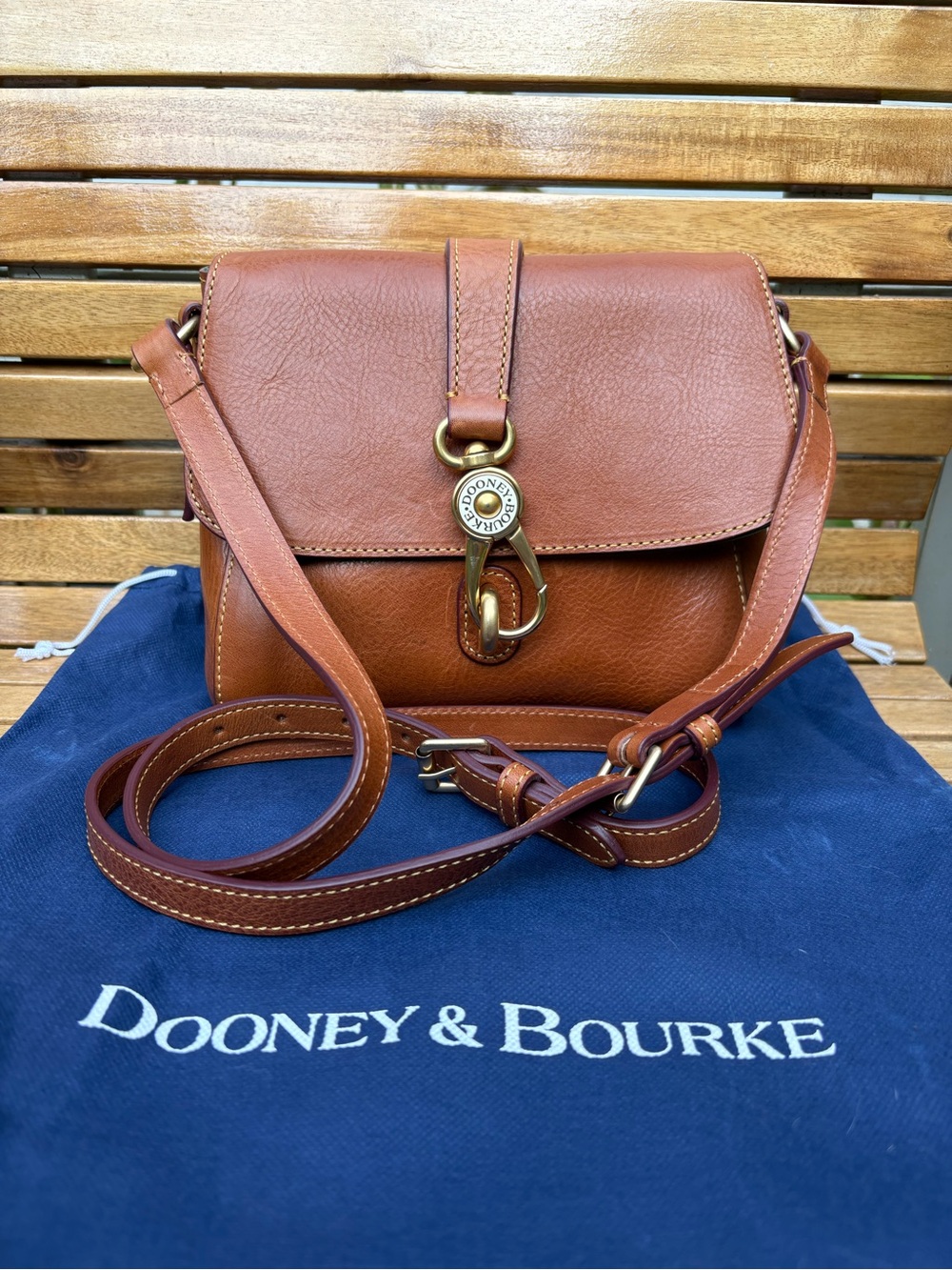 Dooney & Bourke Florentine Leather Small Ashley Logo Lock Messenger Bag Natural